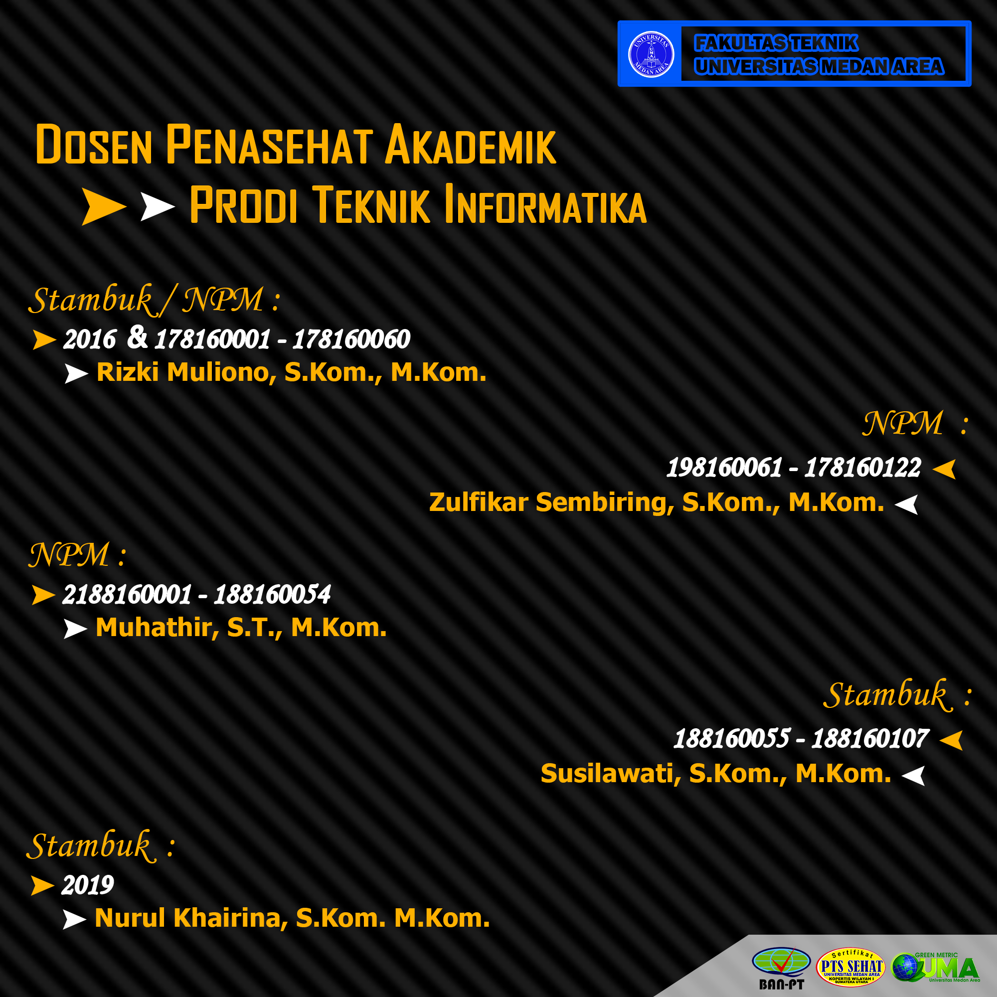 Dosen Penasehat Akademik Prodi Teknik Informatika Semester Genap T.A ...